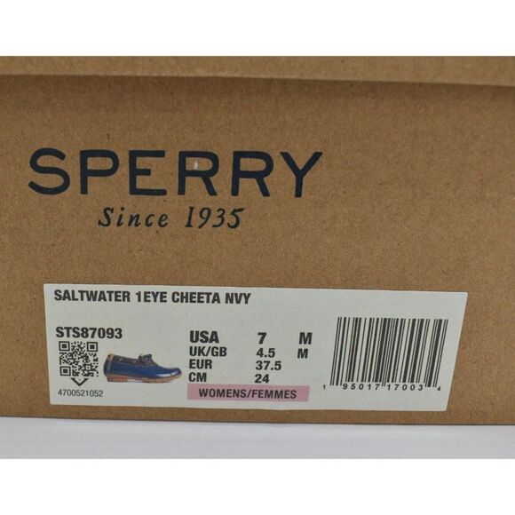 Sperry Womens Size 7 Saltwater 1 Eye Cheetah Navy Slip on Duck Boots Shoes - Picture 12 of 12